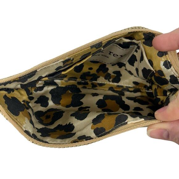 Felix Rey Gold Sequin Clutch Bag With Animal Print Lining 9” X 5.5” Beautiful!! - Picture 4 of 5